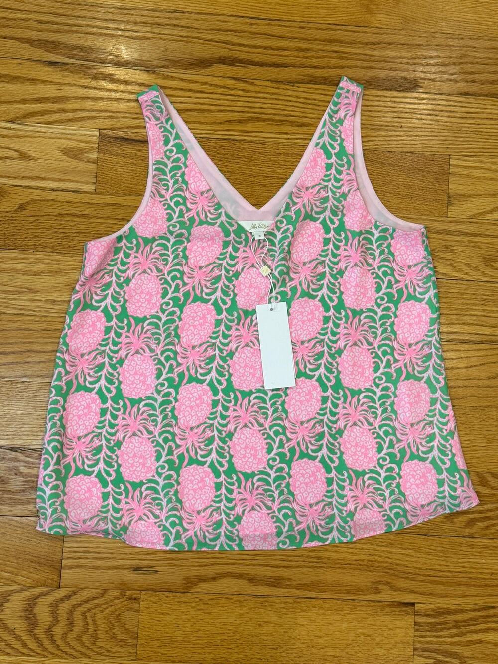 Lilly Pulitzer New Florin Top Women's Small Tropical Pineapple Resort Vacation